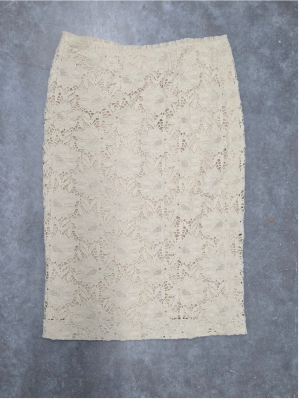 Blumarine Cream Floral Lace Pencil Skirt Exposed Zipper Italian Cotton Size 8